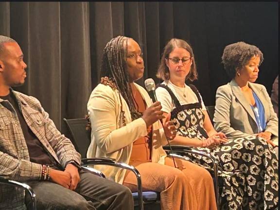 Shadae McDaniel, senior VP of All Star Projects, makes a point about protecting arts education in public schools.