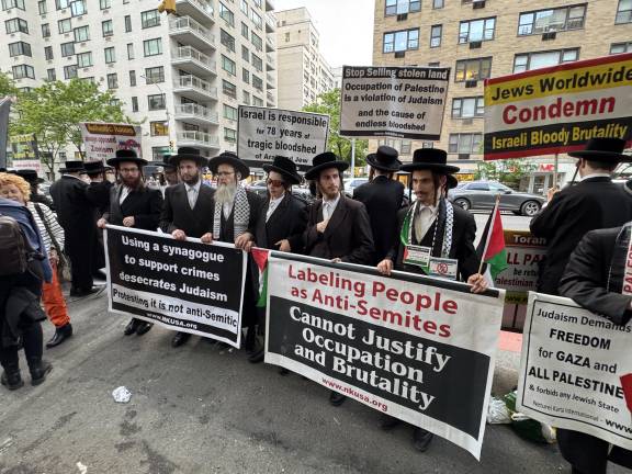Park East Synagogue protest included the anti-Zionist Orthodox Jewish sect Neturei Karta.