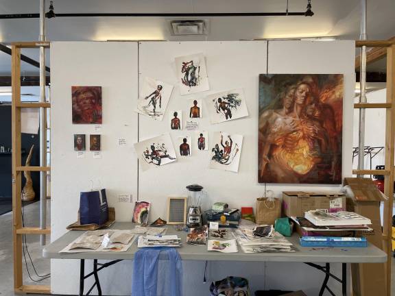 Nicole Cooper has filled her workspace at the Art Center at Governors Island with a mixture of past works and new inspiration.