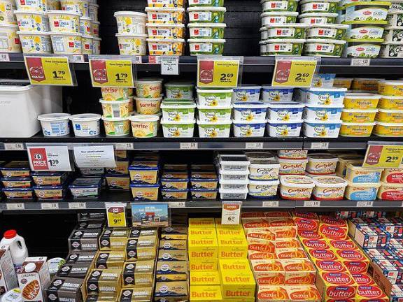Butter and margarine for sale in a supermarket. The FDA has ended the war on saturated fats, leaving some experts flummoxed.