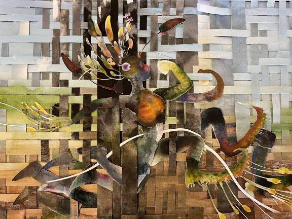 While much of Nicole Cooper’s work in the past has been oil painting on canvas, she has been experimenting with new mediums and processes during her residency, including hand weaving.