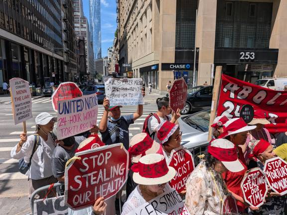 “No More 24” Bill Stalls, again, to the ire of protestors on Brodway outside City Hall on Aug. 5.