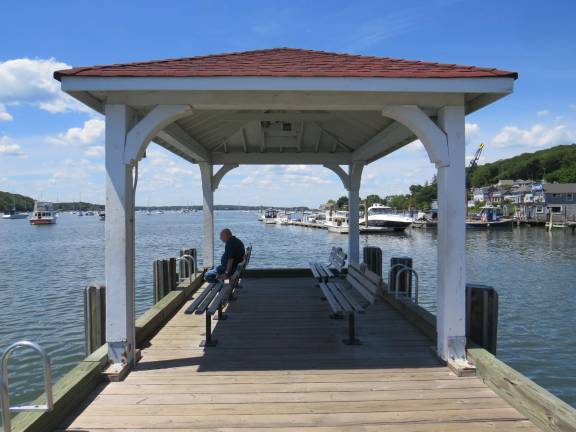 At the end of the Town Pier in Northport, a gazebo.