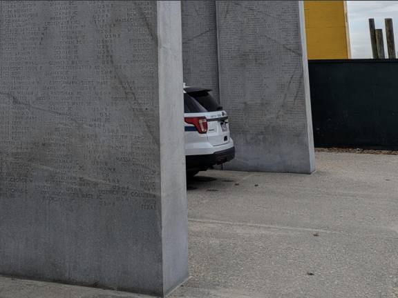 National Park Police inside the East Coast Memorial in Batery Park.