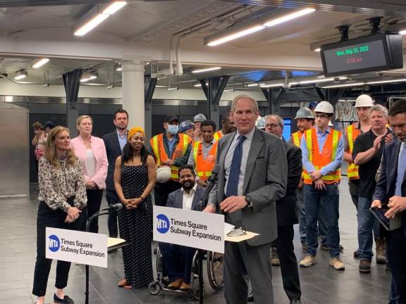 MTA CEO Janno Lieber noted all the changes that the $30 million project will make for the over 600,000 people that use the station daily. Photo: Ralph Spielman