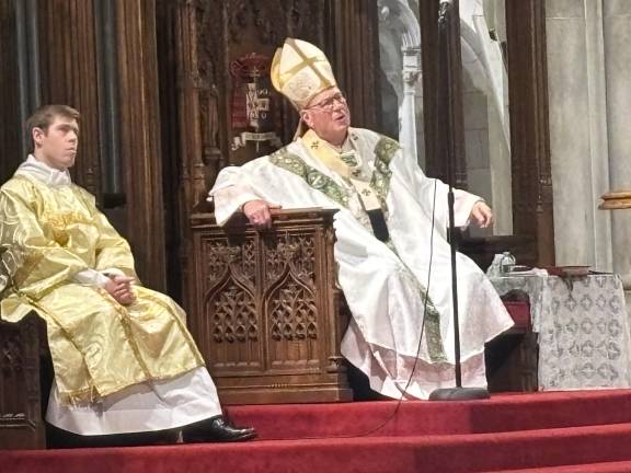 Cardinal Timothy Dolan offered prayers for Pope Francis at the annual pre-parade Mass at St. Patrick’s Cathedral.