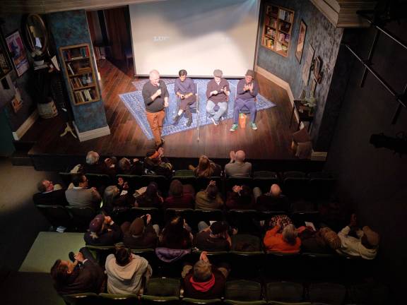 After the screening, (from left) Ciarán O’Reilly, Tim Sarmiento, John McDonagh, and Seth Goldman joined the stage for a Q&amp;A.