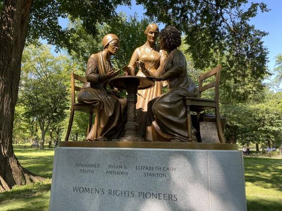 “Women’s Rights Pioneers” statue by Meredith Bergmann. Photo: Manhattan Borough President Gale A. Brewer on Twitter