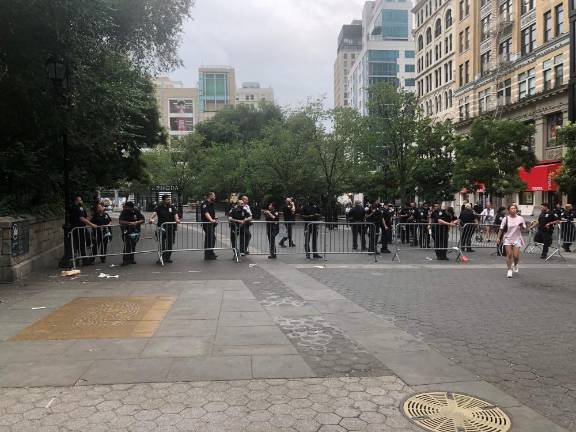 <b>Police kept Union Square blocked off for several hours after the mob had dispersed.</b> Photo: Keith J. Kelly