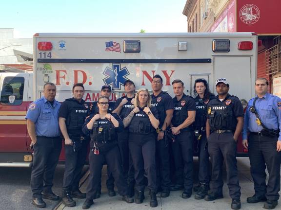 Lt. Anthony Almojero (far right) and his EMS crew, station 40 in Brooklyn.