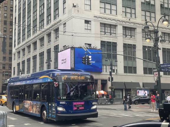 The MTA will begin to issue fines to vehicles through bus-mounted cameras along the M7 bus route, which runs from West 147th Street to West 14th St.