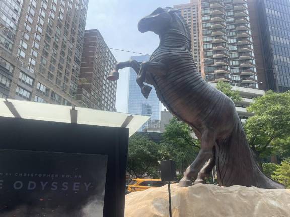The horse is meant to be an exact replica of the movie’s wooden version, which is a triumph in Odysseus’, the movie’s main character, journey.