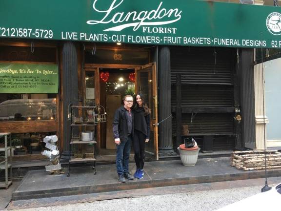 Joe Rizzo, the owner of Langdon Florist in Tribeca, and Stephanie Gregg, his oldest daughter, stand under the awning of his storied shop at&#xa0;62 Reade Street. After running the business for the past 35 years, and tending to customers from first lady Chirlane McCray to former first lady Laura Bush, Rizzo closed the store on March 10 and is relocating to Staten Island.&#xa0;Photo: Courtesy of Langdon Florist