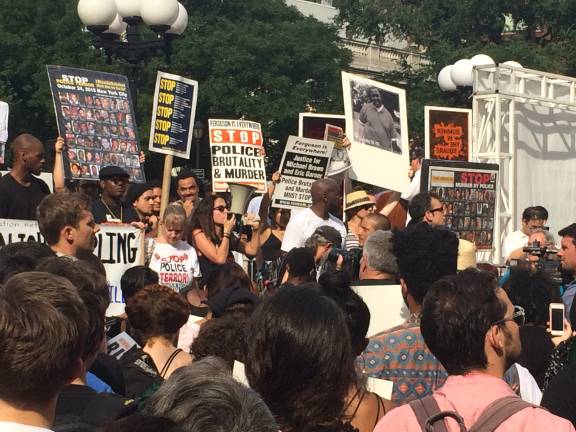 Demonstrators at a protest march in Union Square. Photo by Jere Keys via flickr