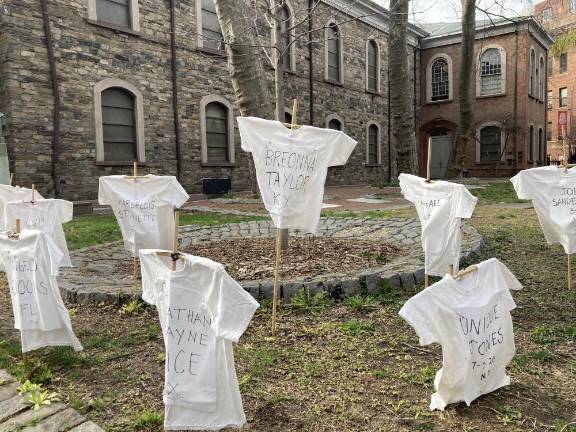 The annual Cross Memorial looked “a little different” this year, said lead organizer Dolores Schaefer. The church decided to not have a single theme, but included victims of mass shooting, people of color who died at the hands of police and more. Photo courtesy of St. Mark’s Church-in-the-Bowery