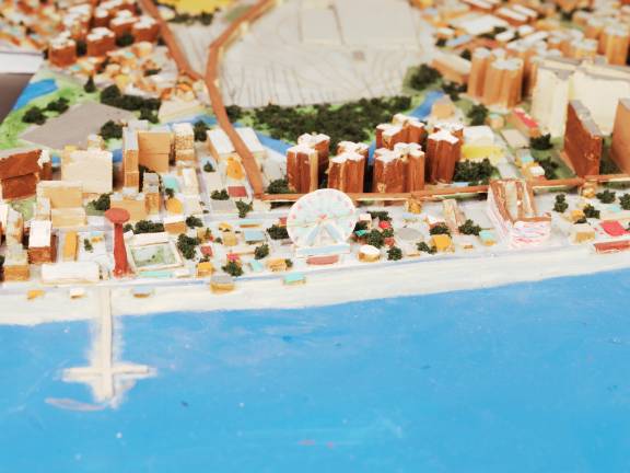 Macken’s take on Coney Island in his model of New York City. After Manhattan, he made Queens, Brooklyn, the Bronx and Staten Island, in that order.