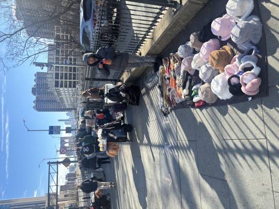 Unlicensed vendors, such as these on the Manhattan side of the Brooklyn Bridge earlier this year, could be among those targeted by the new Quality of Life division once the NYPD rolls it out citywide. In Manhattan, it will be operating only in the 13th Precinct at the start.