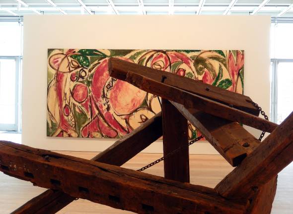 &quot;New York, 1955&quot; Installation with a sculpture by Mark di Suvero and painting by Lee Krasner. Photo by Adel Gorgy