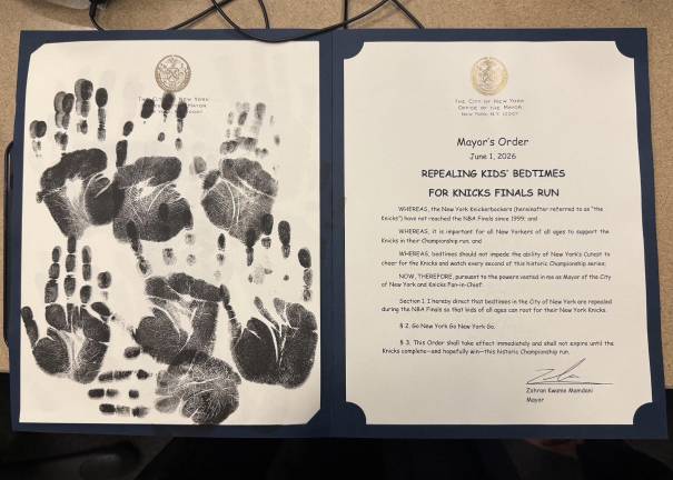 Mamdani signed an order to repeal NYC kids’ bedtimes during the NBA Finals run, in order to allow New York’s youngest to support the NY Knicks. (Credit: NYC Mayor)