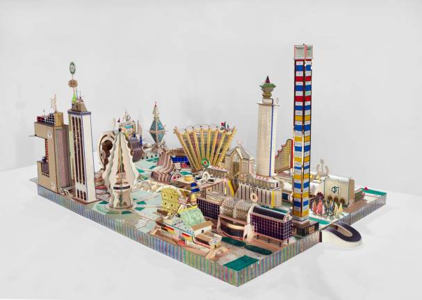 Bodys Isek Kingelez (Congolese, 1948-2015). &quot;Kimbembele Ihunga.&quot; 1994. Paper, paperboard, plastic and other various materials, 51 3/16? x 72 13/16? x 10' 5?. CAAC &#x2013; The Pigozzi Collection, Geneva. &#xa9; Bodys Isek Kingelez / Photo: Maurice Aeschimann. Courtesy CAAC &#x2013; The Pigozzi Collection