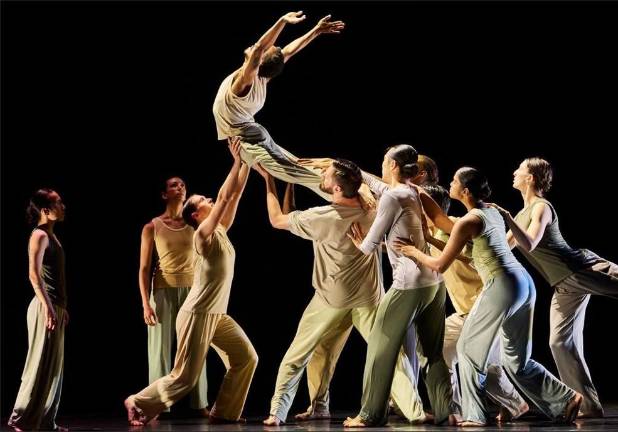 Dancers perform in “Mazurkas,” a dance routine from the late Mexican-American dancer José Limón which he said drew inspiration from the Polish people after World War II.