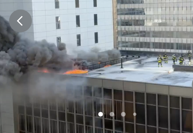 Firefigthers battle a blaze on high rise building in mid-town that erupted just as the St. Patrick’s Day Parade was starting on March 17th. The building which was under renovation and was evacuated with no injuries.
