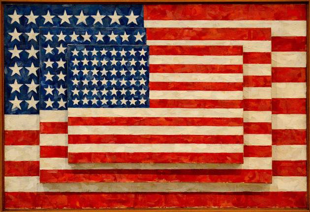 Jasper Johns, “Three Flags,” 1958, from the chapter “In a Euphoric Dream.” Photo: Adel Gorgy