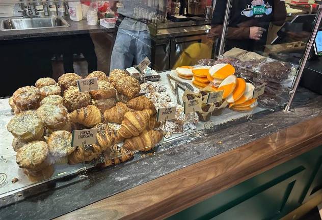 As testament to its full-service coffee shop, there is a full assortment of croissants to choose from.
