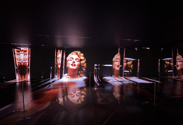 Another still from the cinematic installation and fifth space in the exhibition, formally titled “The Screen Experience–The Transformation.”