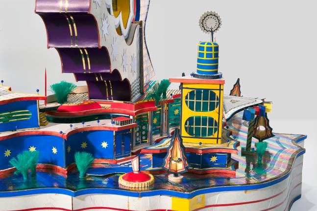 Bodys Isek Kingelez (Congolese, 1948-2015). &quot;U.N.&quot; (detail). 1995. Paper, paperboard and other various materials, 35 13/16 &#xd7; 29 1/8 &#xd7; 20 7/8?, irreg. CAAC &#x2013; The Pigozzi Collection, Geneva. &#xa9; Bodys Isek Kingelez / Photo: Maurice Aeschimann. Courtesy CAAC &#x2013; The Pigozzi Collection