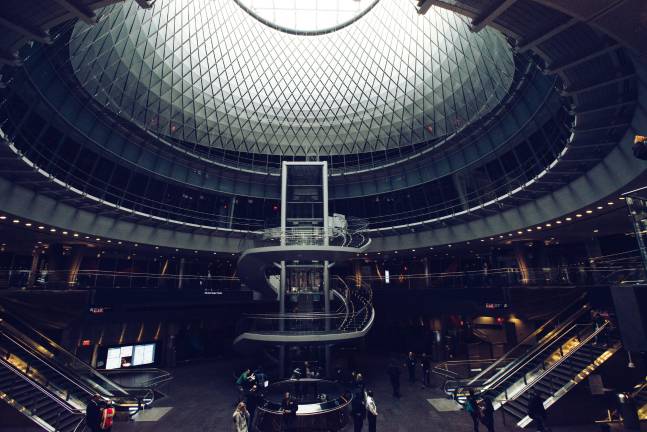 The Fulton Transit Center, among the improvements in lower Manhattan cited for higher rents. Photo via Flickr by Nathan Congleton