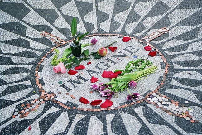 Nancy Funke leads a<i>“</i>Wild Woman’s Walk on the Upper West Side,” stopping at the John Lennon Strawberry Fields memorial in Central Park among its many stops.
