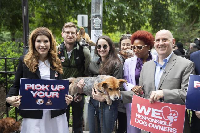 Manhattan politicians such as NYC Council Speaker Julie Menin (left) and Council Member Harvey Epstein (right) are collaborating on a new legislative priority: eliminating stray dog poop from NYC.