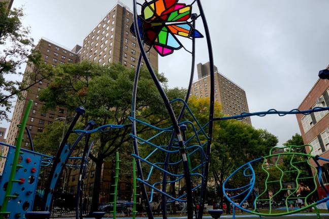 Part of the playscape at the P.S. 33 Chelsea Prep Community Playground. Photo: Gaspard Le Dem