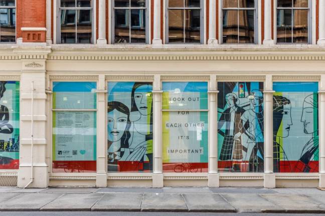 Art display on Astor Place used to fill empty retail space at the height of the pandemic. Photo courtesy of GFP Real Estate