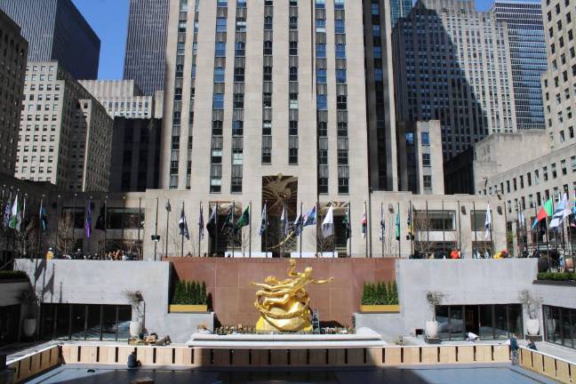 The “Only One Earth” installation around the iconic Prometheus statue. Photo: Meryl Phair