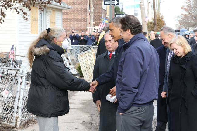 Former President Barack Obama joined then-Mayor Michael Bloomberg to tour some of the sites hardest-hit by Hurricane Sandy in 2012. Photo: Spencer T Tucker/Mayor&#x2019;s Office of Photography