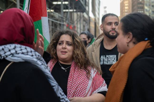 Demonstrators at the pro-Palestine rally on Oct. 13.