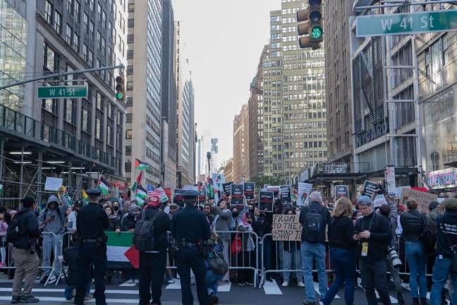 Demonstrators at the pro-Palestine rally on Oct. 13.