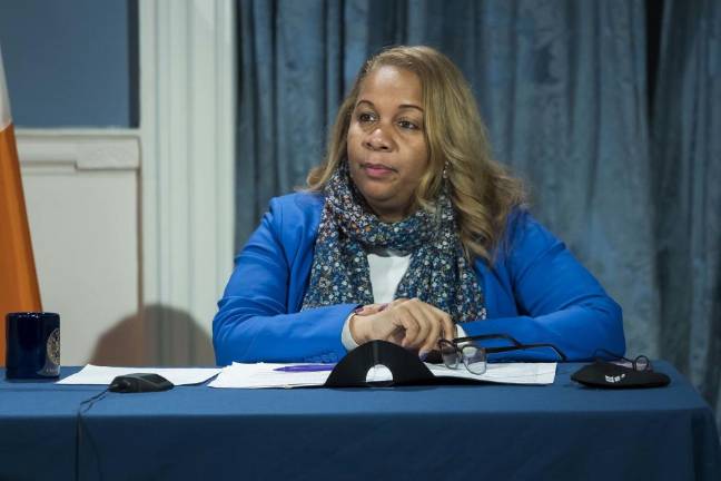 On Friday, February 26, Mayor Bill de Blasio appointed Meisha Porter the next Chancellor of New York City public schools, and the first Black woman to serve in the role. Porter will begin as chancellor on March 15. Photo: Ed Reed/Mayoral Photography Office.