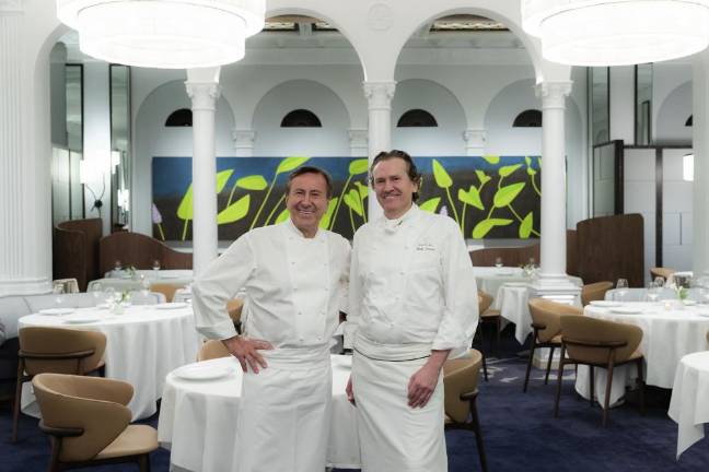 Daniel Boulud and Eddy Leroux at Daniel. Photo: Thomas Schauer