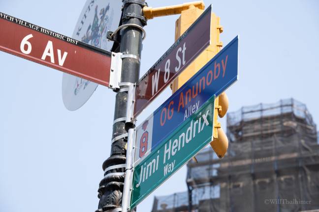 OG Anunoby sharing the honor with Rock and Roll legend Jimi Hendrix on West Eighth St. and 6th Ave.