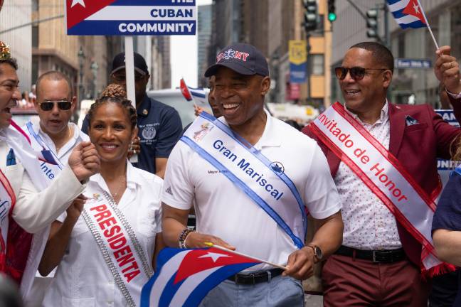 Cuban Day Parade Brings Multitudes to Madison Avenue, year after year. In 2022, Mayor Adams was Gran Mariscal. Presidenta Barbara Cabon left.
