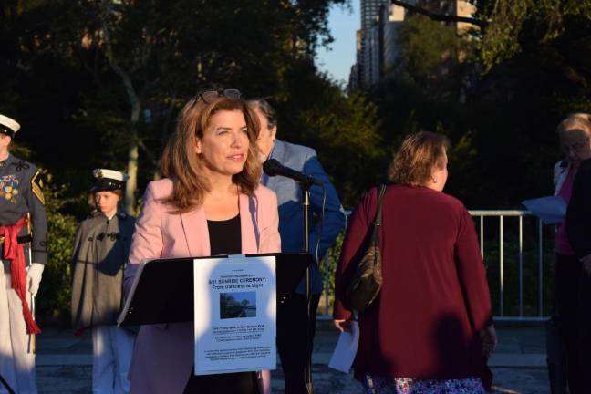 Julie Menin at the 9/11 Sunrise Ceremony. Photo: Emily Higginbotham