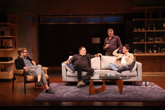 (From left) Ryan Spahn, Matthew Montelongo, Lou Liberatore and Leland Wheeler star in “Daniel’s Husband.” Photo: Carol Rosegg