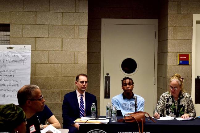 Council Member Mark Levine (second from left) and Manhattan Borough President Gale Brewer (right) were the elected officials at the meeting.