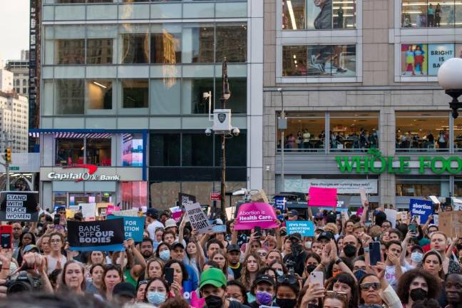 The vigil at Union Square drew scores of people around sunset. Protestors remained in the park past 11 p.m. Photo: Leah Foreman