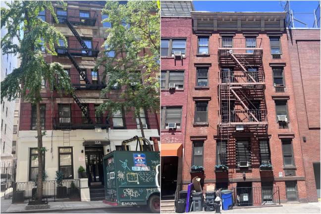 A notorious landlord is facing flak from a local lawmaker over the conditions at his Hell’s Kitchen properties, including 358 W. 51 St. (left) and 345 W. 53rd St. (right)