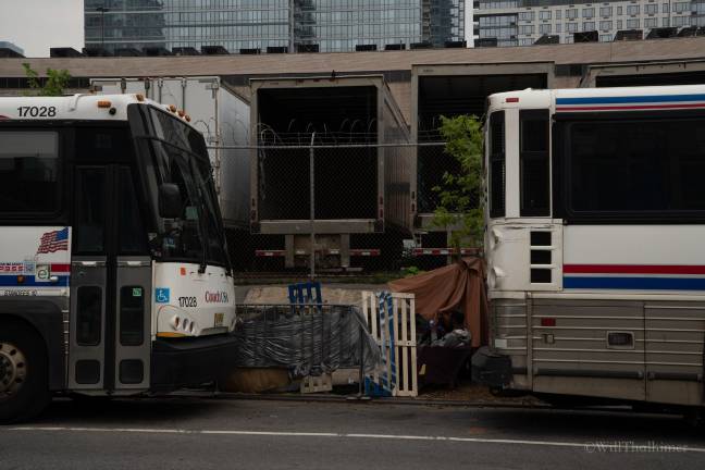 The remnants of the structure on West 45th Street on July 16th, after the homeless encampment appeared to disperse.