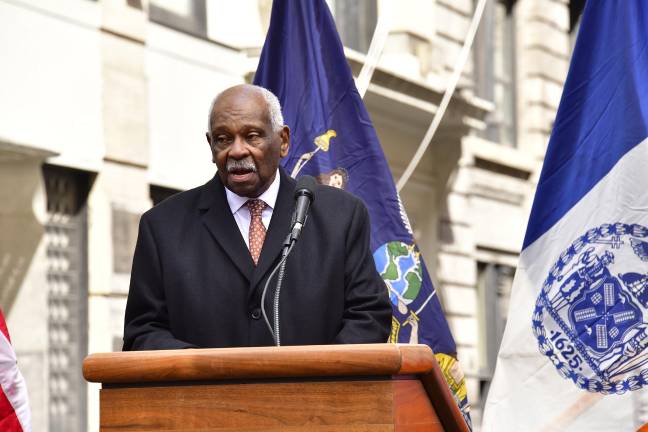 Emcee Edgar Romney, Secretary-Treasurer, Workers United, SEIU.